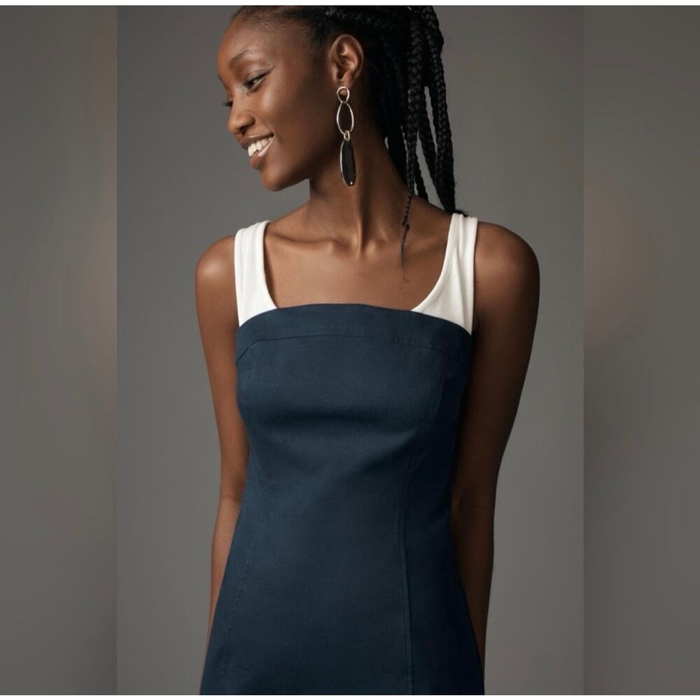 Anthropologie Colorblock A-Line Dress | Black & White Sleeveless Dress